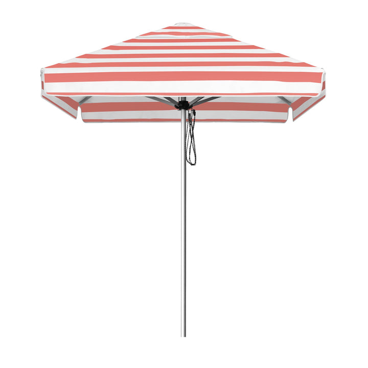 Go Large Umbrella by Basil Bangs, an engineer-certified, wind-rated patio umbrella with a reinforced aluminium frame for residential and commercial use.
