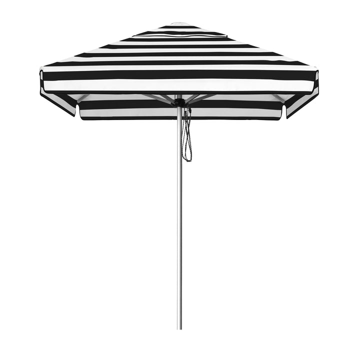 Go Large Umbrella by Basil Bangs, an engineer-certified, wind-rated patio umbrella with a reinforced aluminium frame for residential and commercial use.