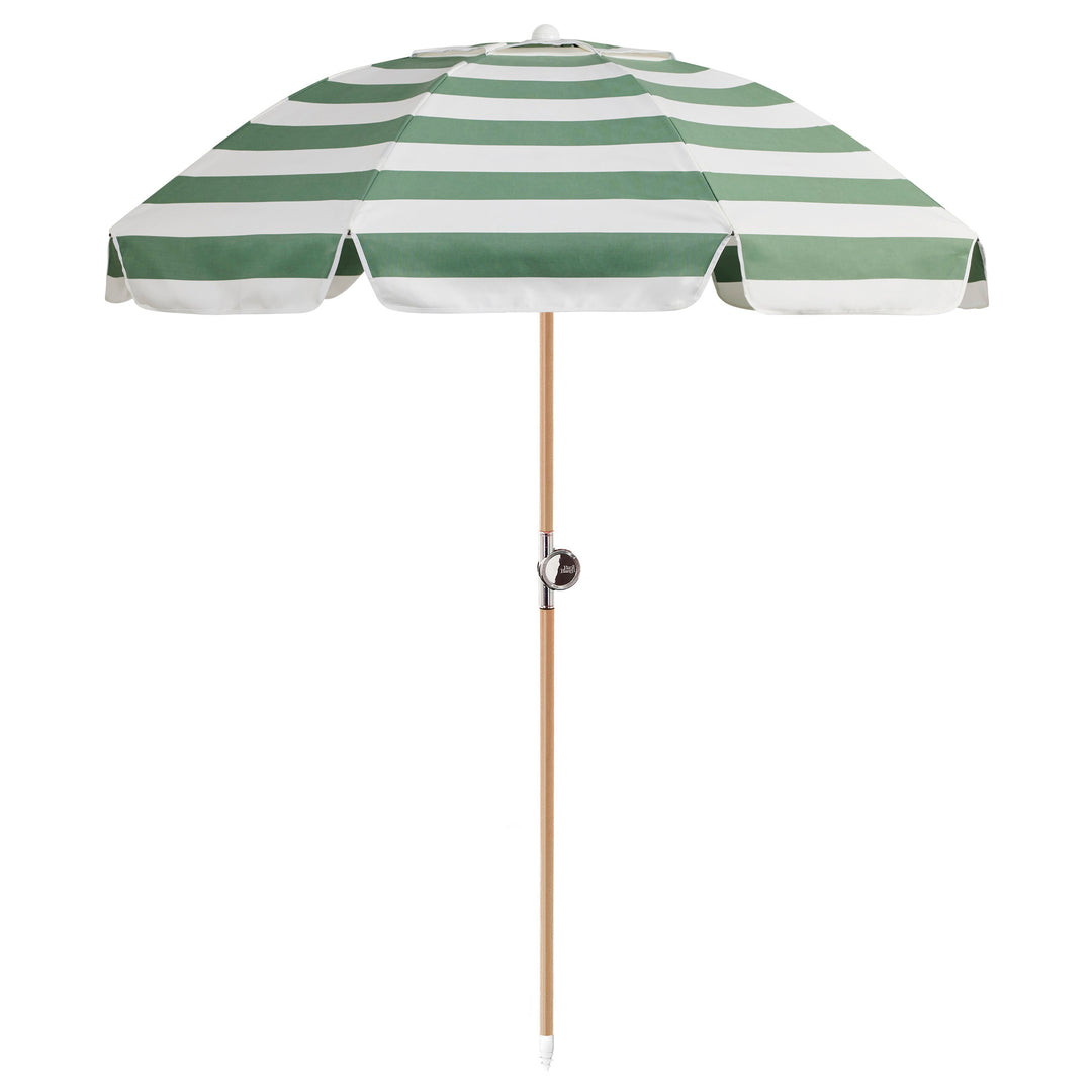 Luxury Parasol - Sage Stripe