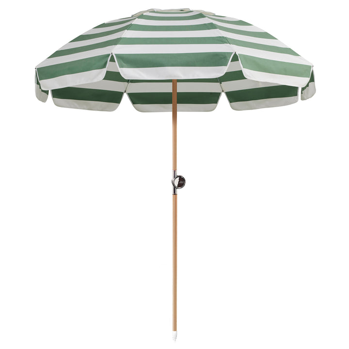 Luxury Parasol - Sage Stripe