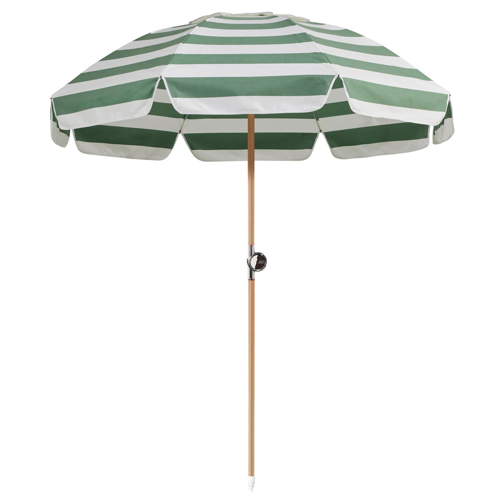 Luxury Parasol - Sage Stripe - Luxury Beach Umbrella Shop