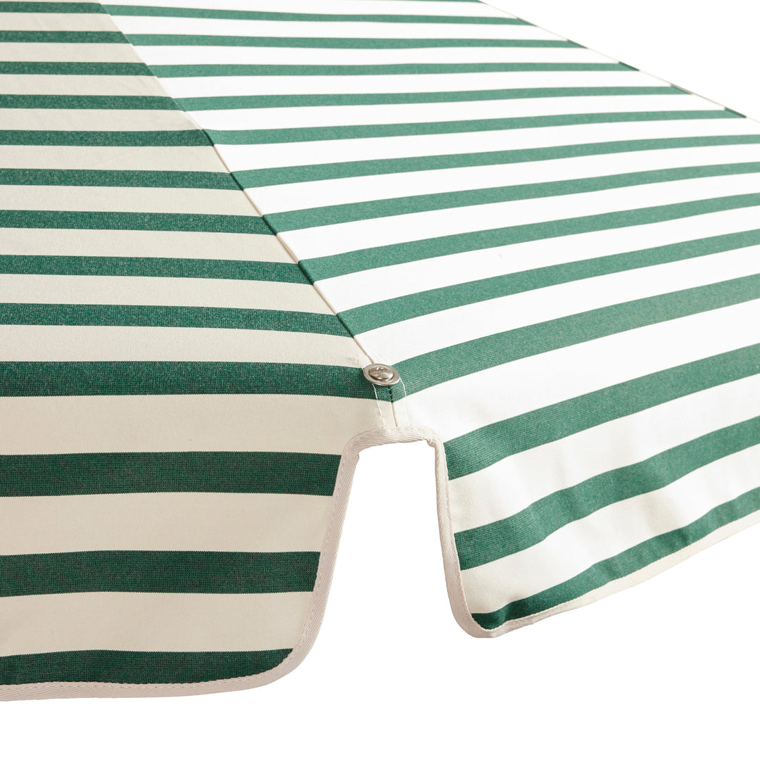 2m Sundial Umbrella - White - Straight Valance - Amore Stripe Forest