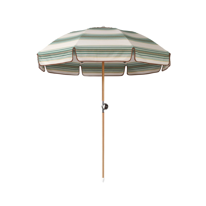 Luxury Parasol - Tailored Stripe - Green/Beige