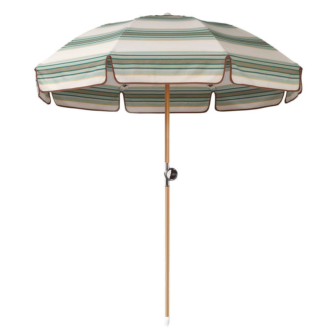 Luxury Parasol - Tailored Stripe - Green/Beige