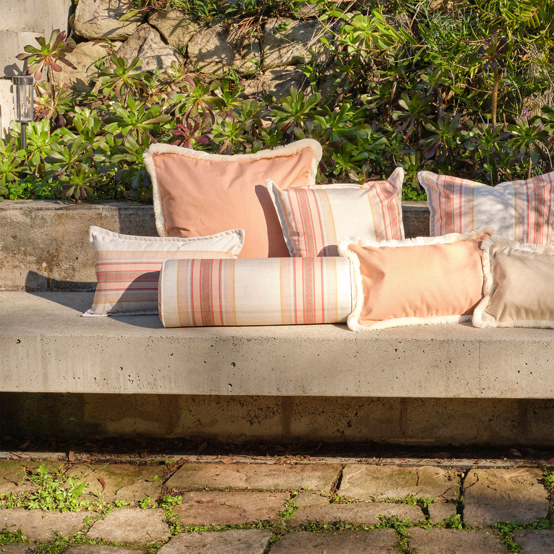 Outdoor Cushion (Cover) - 30x50 - Tailored Stripe - Pink/Red