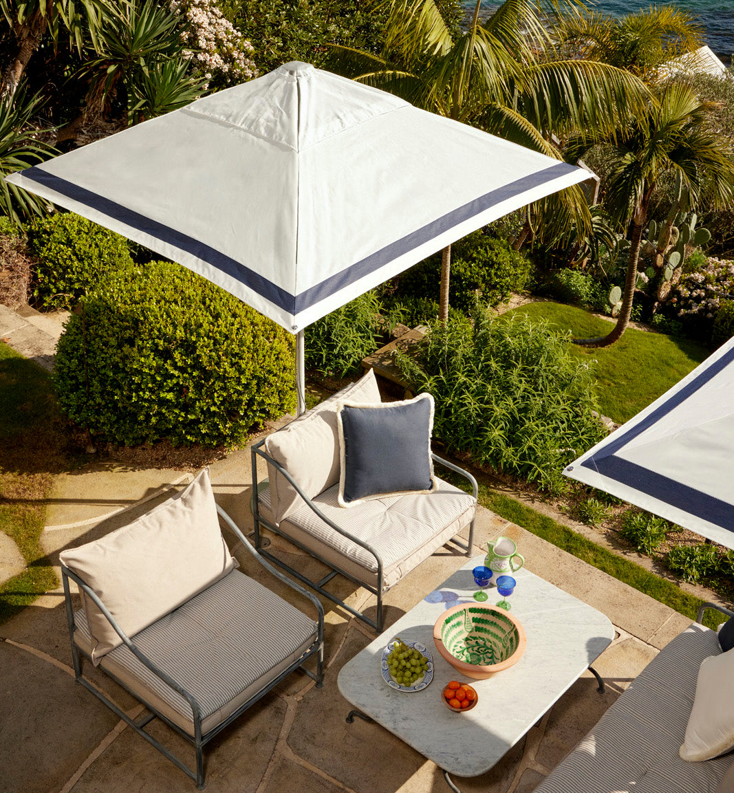 boat patio umbrella 2m Sundial Umbrella - Woodgrain - Regatta Stripe