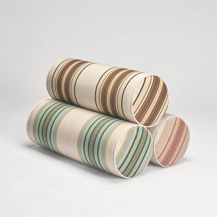 Outdoor Cushion Bolster - 20x55 - Tailored Stripe - Green/Beige