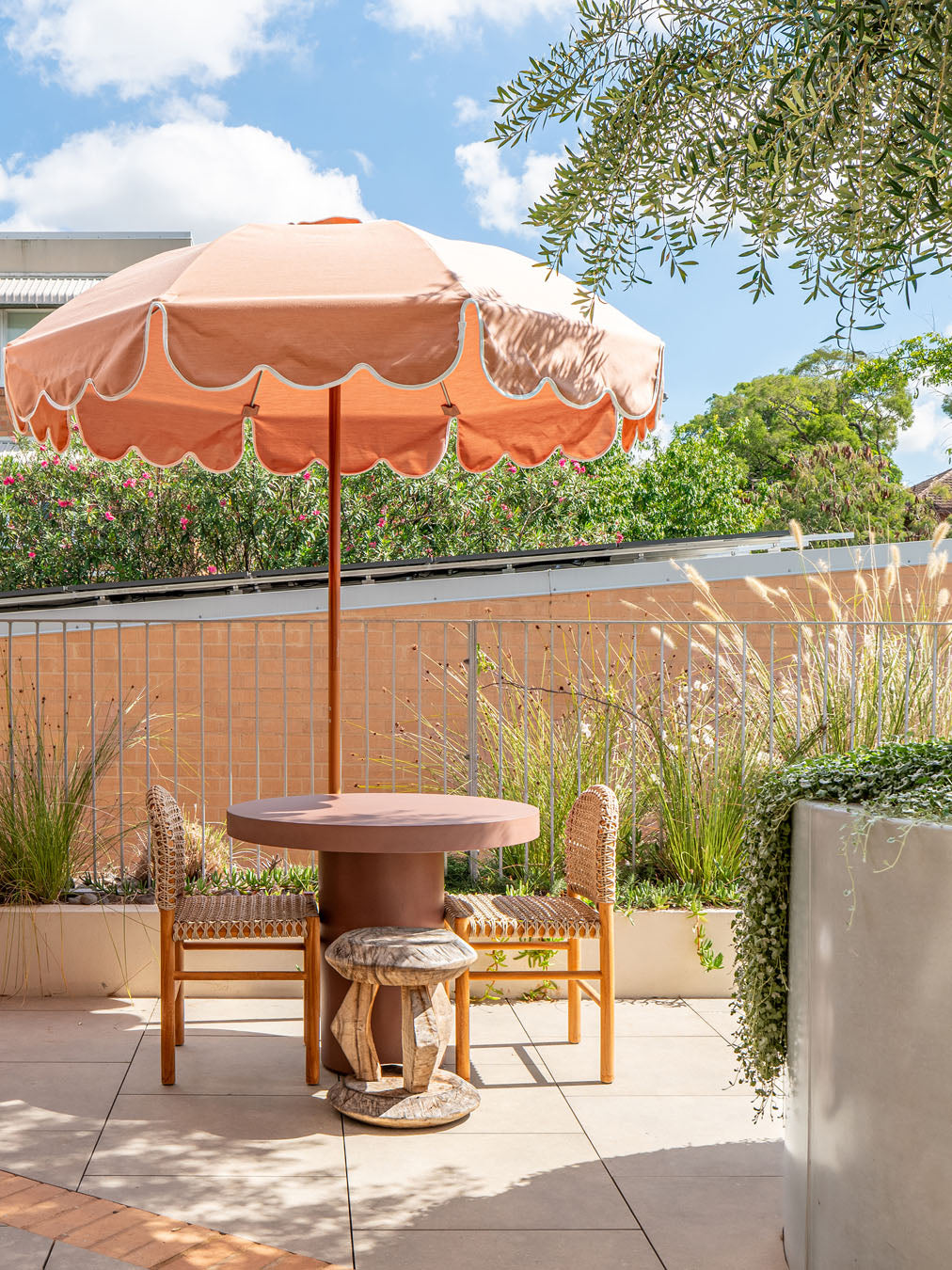 basil bangs sundial clay scallop umbrella patio umbrella