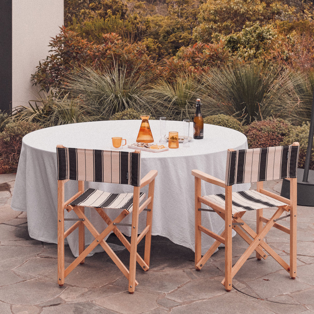 Timber Directors Chair - black and ecru Al Mare Stripe Sabbia outdoors - Shop