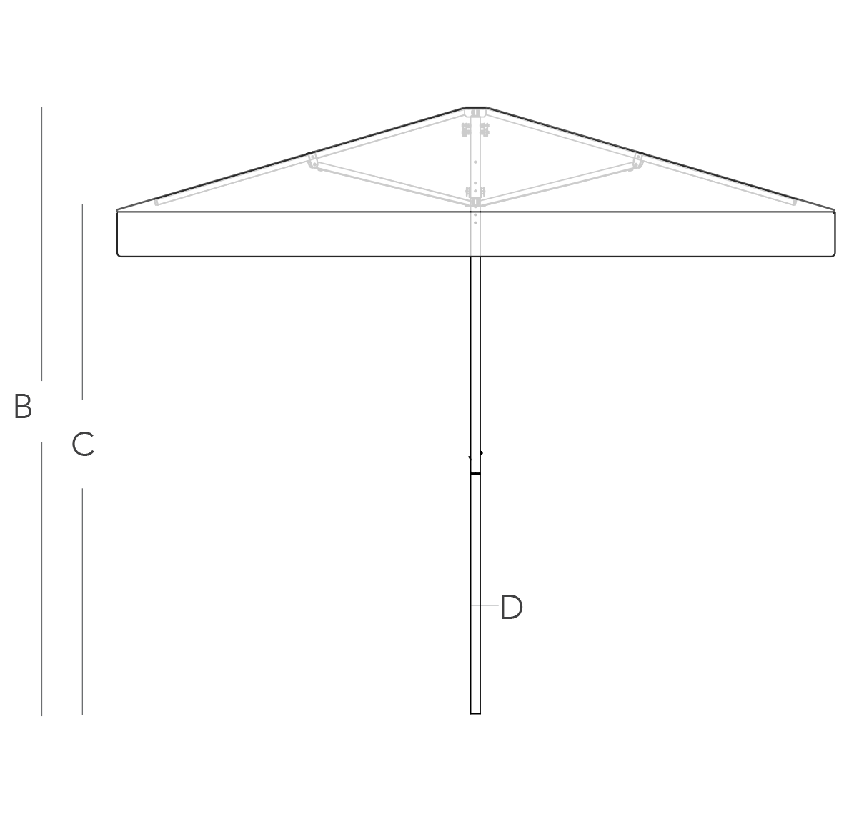 2m Sundial Umbrella - White - Straight Valance - Al Mare Stripe Terra