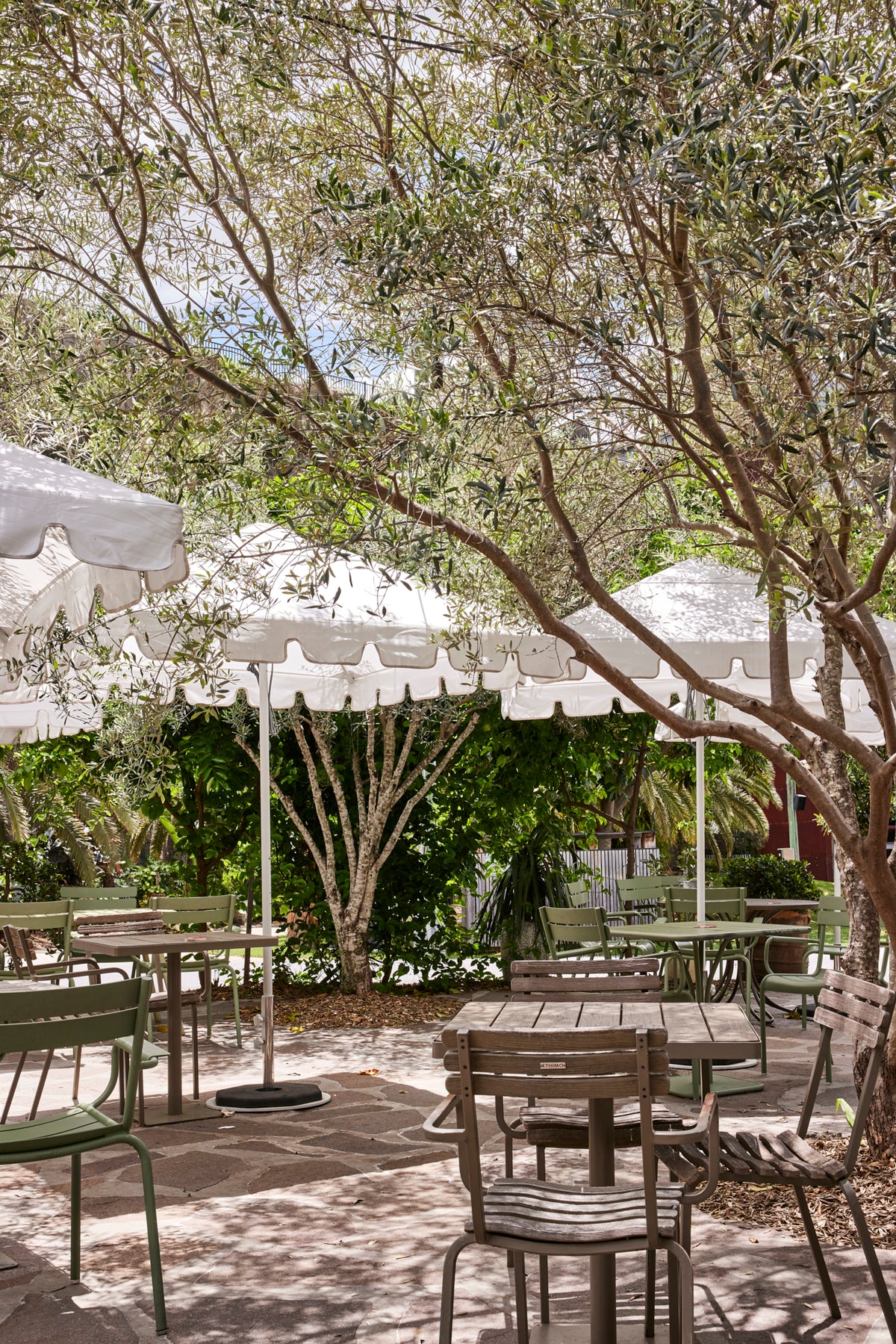 Basil Bangs commercial umbrellas at howard smith wharves outdoor mediterranean garden