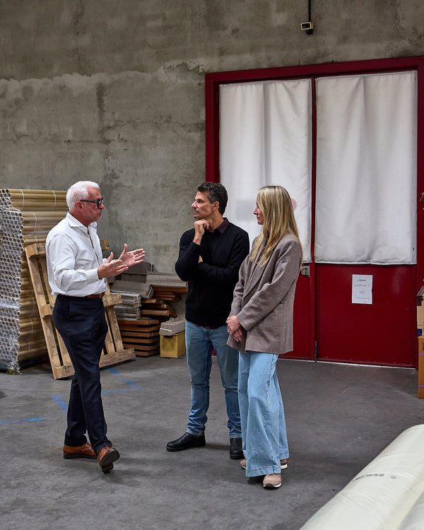 Basil bangs behind the scenes factory tour italy italian made products commercial umbrella bespoke fabric