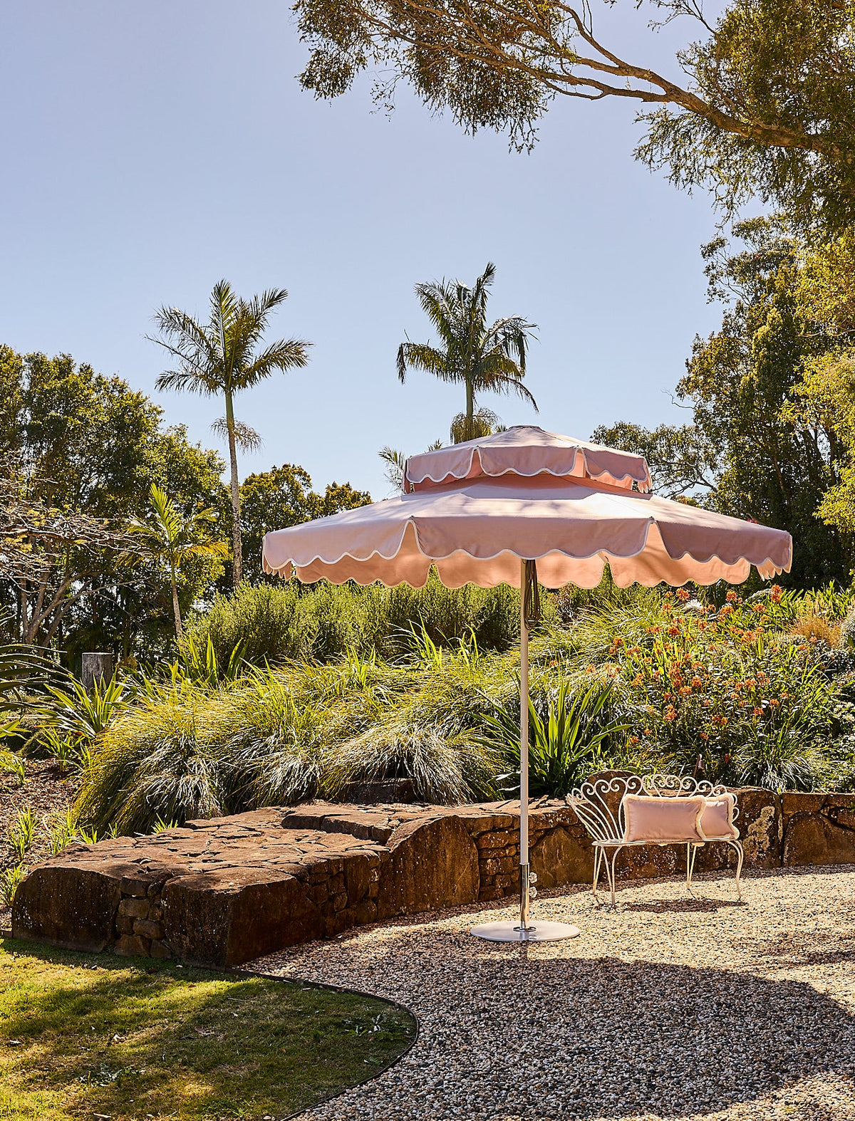 double caspar basil bangs scallop valance pink vintage
