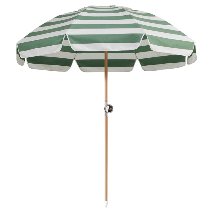 Luxury Beach Umbrella - Sage Stripe