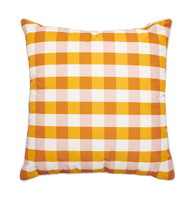Outdoor Cushion (cover) - 50x50 - Gingham Butterscotch